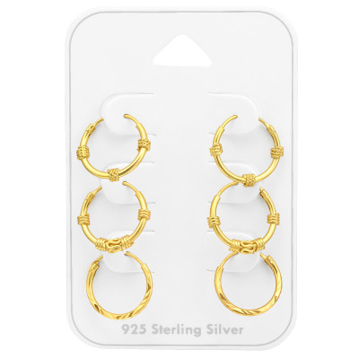 Silver Bali Hoops Set on Card