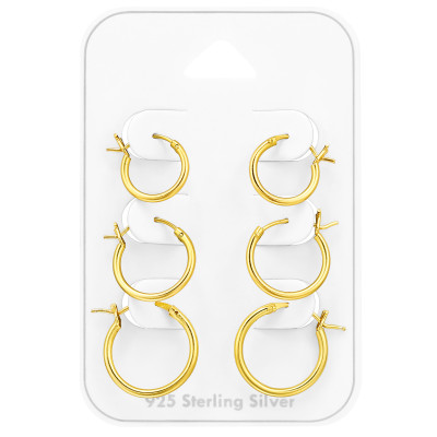 Silver French Lock Ear Hoop Set on Card