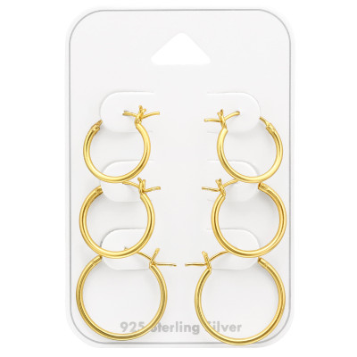 Silver French Lock Ear Hoop Set on Card (12-14-16mm)