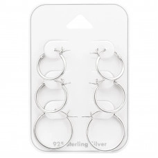 Silver French Lock Ear Hoop Set on Card (12-14-16mm)