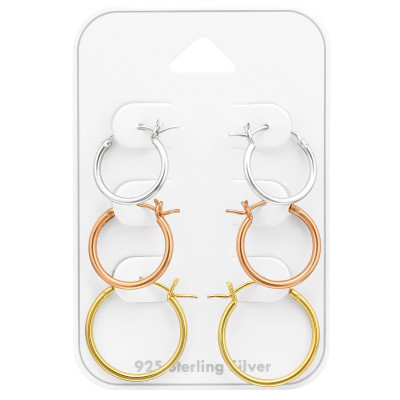 Silver French Lock Ear Hoop Set on Card