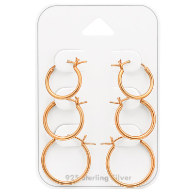 Silver French Lock Ear Hoop Set on Card (12-14-16mm)