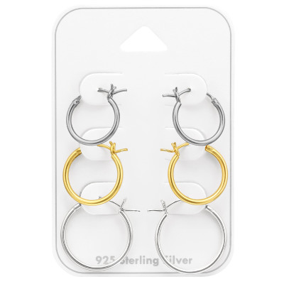 Silver French Lock Ear Hoop Set on Card