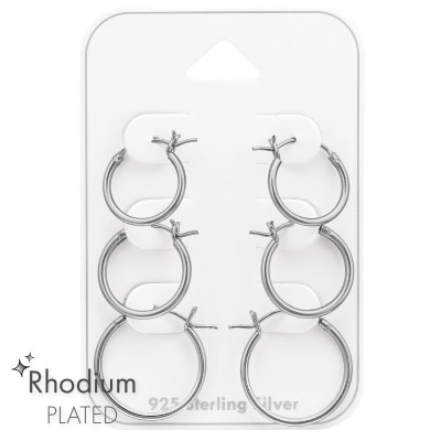 Silver French Lock Ear Hoop Set on Card