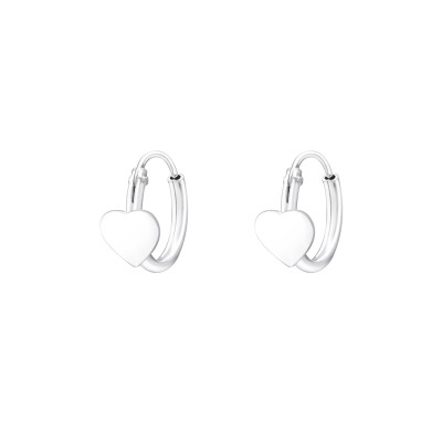 Silver Heart Hoops