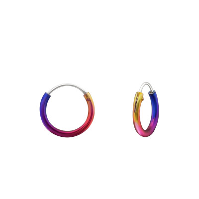 Silver Rainbow 10mm Ear Hoop with Epoxy