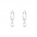 Silver Ear Hoops with a Hanging Teardrop-Shaped Cubic Zirconia