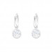 Silver Ear Hoops with Hanging Round and Cubic Zirconia