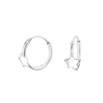 Silver Star Ear Hoops