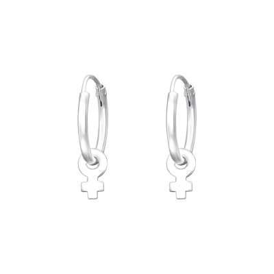 Silver Ear Hoops Female Gender Symbol