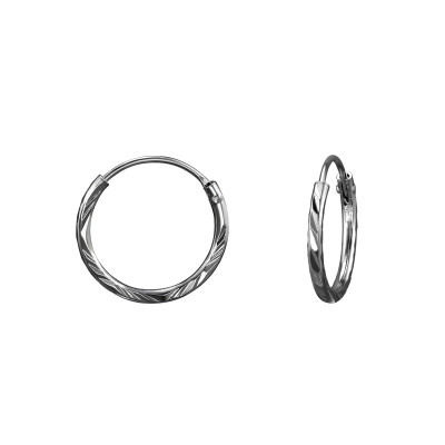 Diamond Cut 12mm Sterling Silver Ear Hoops