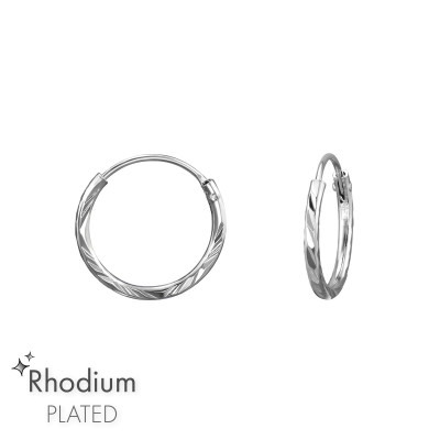 Diamond Cut 12mm Sterling Silver Ear Hoops