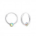 Silver Round Ear Hoops with Crystal