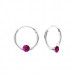 Silver Round Ear Hoops with Crystal