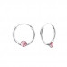 Silver Round Ear Hoops with Crystal