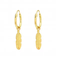 Silver Ear Hoops with Hanging Feather