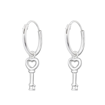 Silver Ear Hoops with Hanging Kay