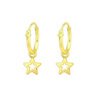 Silver Ear Hoops with Hanging Star