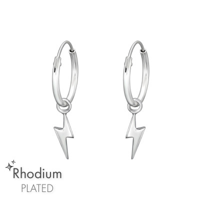 Thunderbolt Sterling Silver Ear Hoops