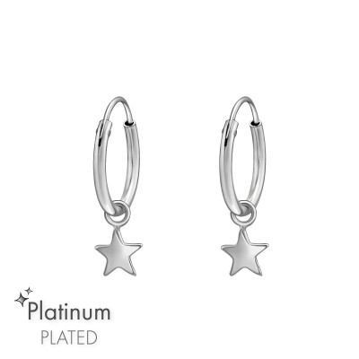 Hanging Star Sterling Silver Ear Hoops