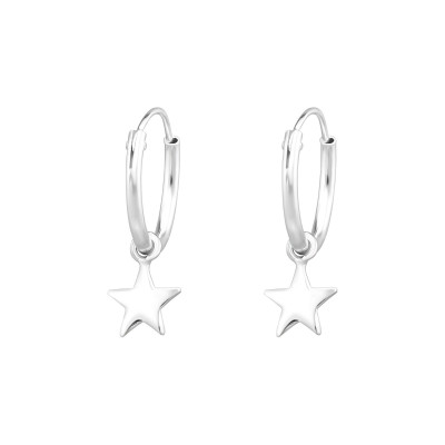 Silver Ear Hoops with Hanging Star