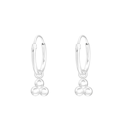 Silver Ear Hoops with Hanging Circles