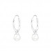 Silver Ear Hoops with Hanging 5mm Round Synthetic Pearl