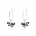 Silver Ear Hoops with Hanging Dragonfly and Crystal