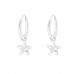 Silver Ear Hoops with Hanging Star and Cubic Zirconia