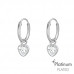 Silver Ear Hoops with Hanging Heart and Cubic Zirconia