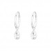 Silver Ear Hoops with a Hanging Teardrop-Shaped Cubic Zirconia