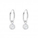 Silver Ear Hoops with Hanging Round and Cubic Zirconia