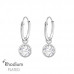 Hanging Round Sterling Silver Ear Hoops with Cubic Zirconia