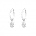 Silver Ear Hoops with Hanging Pear and Cubic Zirconia