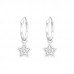 Silver Ear Hoops with Hanging Star and Cubic Zirconia