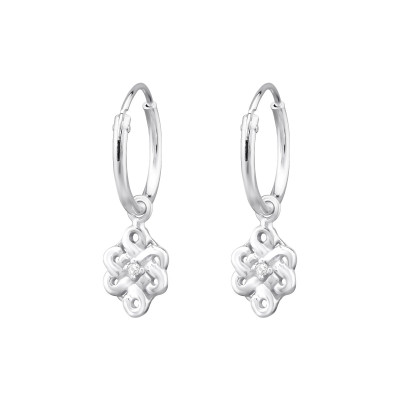 Hanging Infinity Sterling Silver Ear Hoops with Cubic Zirconia