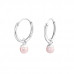 Silver Ear Hoops with Hanging Synthetic Pearl