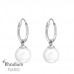 Round Sterling Silver Ear Hoops with Plastic Pearl