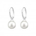 Silver Ear Hoops with Hanging Synthetic Pearl