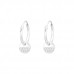 Silver Ear Hoops with Hanging Disk and Cubic Zirconia