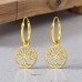Hanging Tree Of Life Sterling Silver Gold Plated Ear Hoops