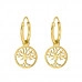 Hanging Tree Of Life Sterling Silver Gold Plated Ear Hoops