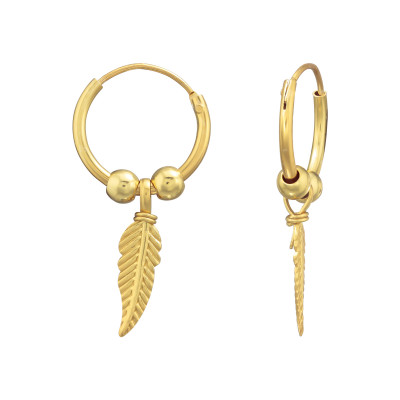 Ear Hoops with Hanging Feather