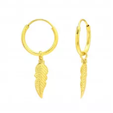 Silver Ear Hoops with Hanging Feather