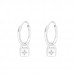 Silver Ear Hoops with Hanging Padlock and Cubic Zirconia