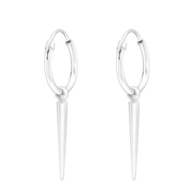 Silver Ear Hoops with Hanging Needle