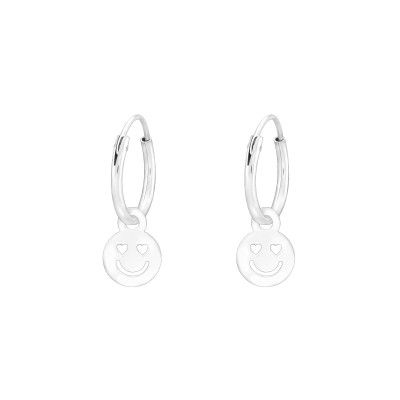 Silver Love Emoji Ear Hoops