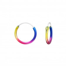 Silver Rainbow 12mm Ear Hoop with Epoxy