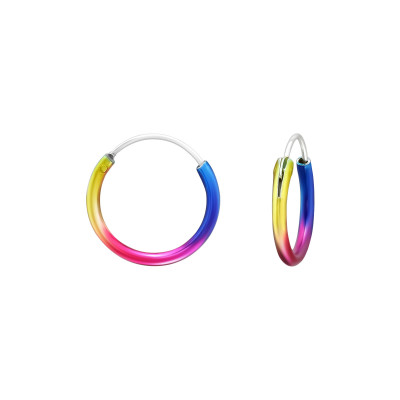 Silver Rainbow 12mm Ear Hoop with Epoxy