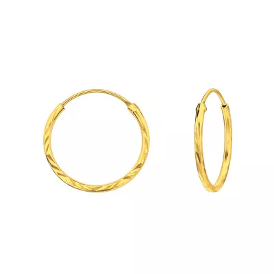 Silver Diamond Cut 16mm Ear Hoops